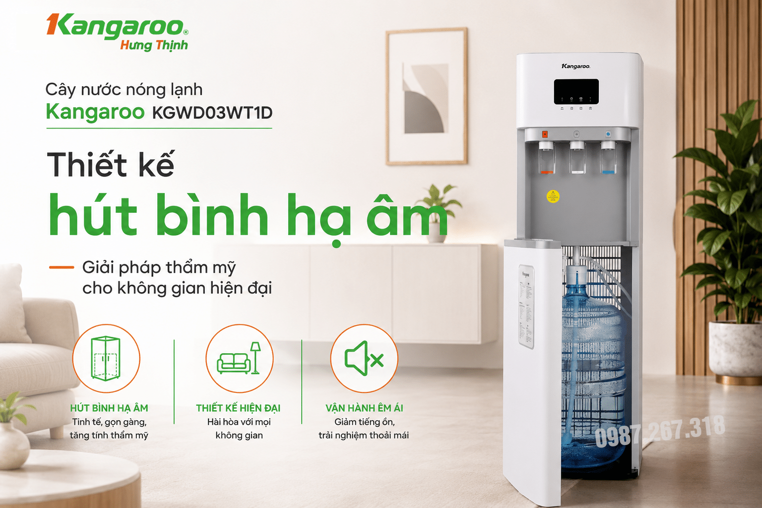 Cây nước nóng lạnh Kangaroo KGWD03WT1D