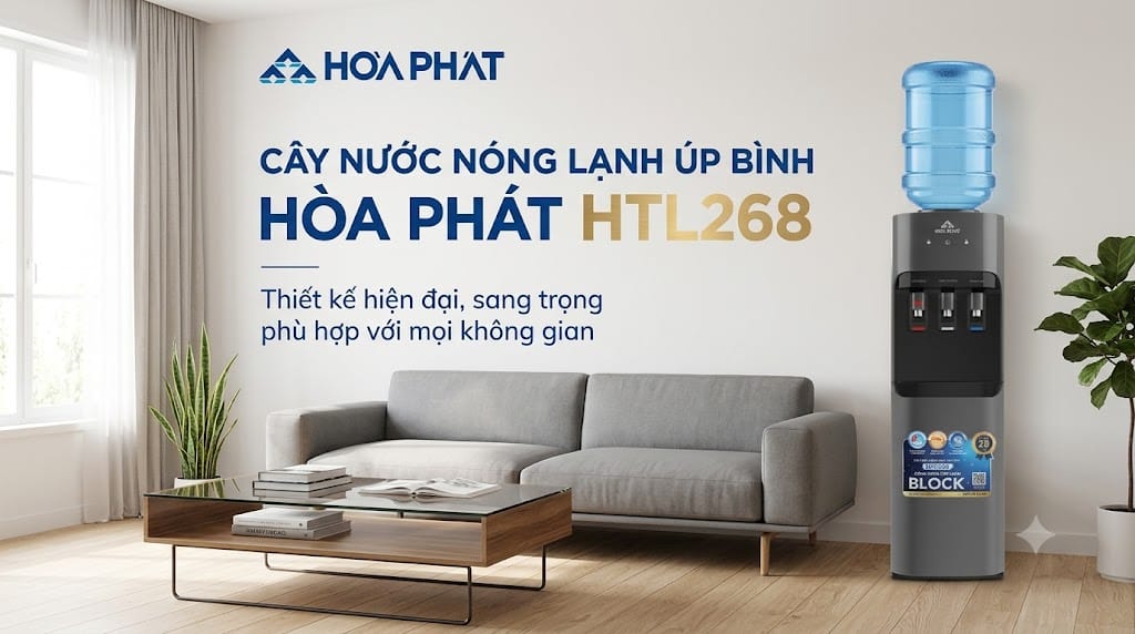 Cây nước nóng lạnh úp bình hòa phát htl268 thiết kế hiện đại, sang trọng